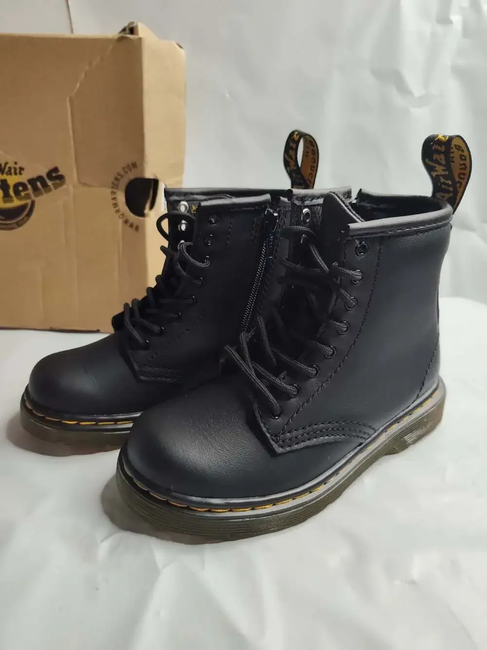 Dr. Martens 1460 Softy T Toddler Black Leather Lace-Up Boots Childs Size 9